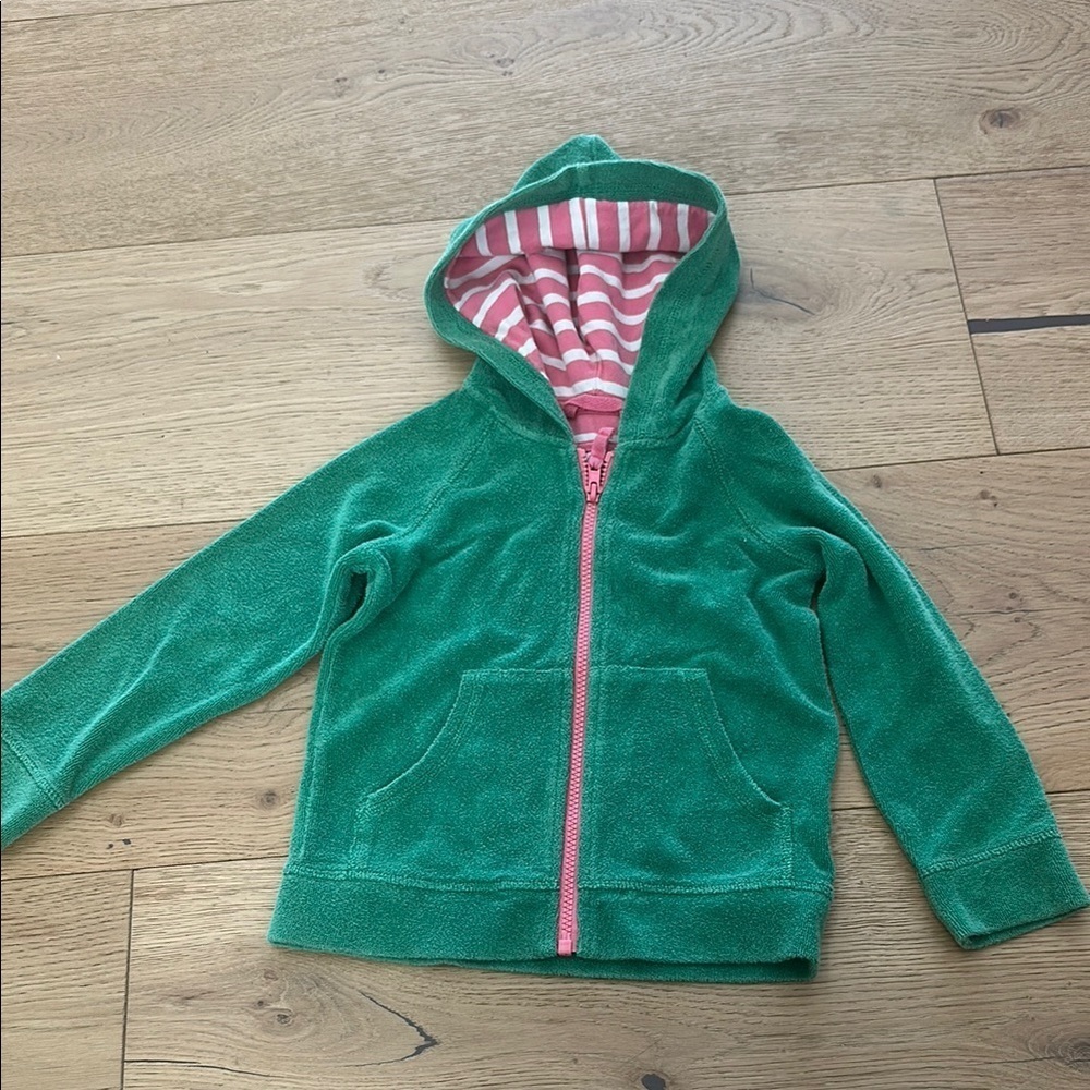 Mini boden Green Kids Terry zip Hoodie 3/4Y
